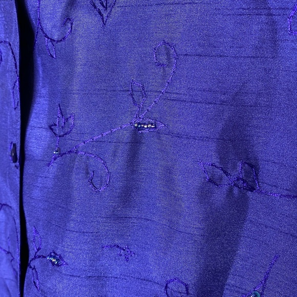 c.l.o.t.h.e.s. Blue Button Down Top with Beading - Picture 3 of 6